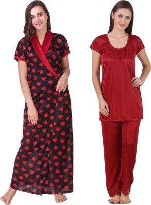 KEOTI Women Robe(Red, Black)