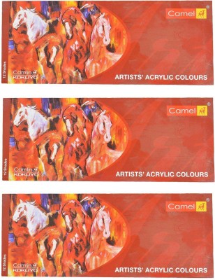 Camlin Kokuyo Artists Acrylic Colours 12 Shades, Pack of 3(Set of 1, Multicolor)