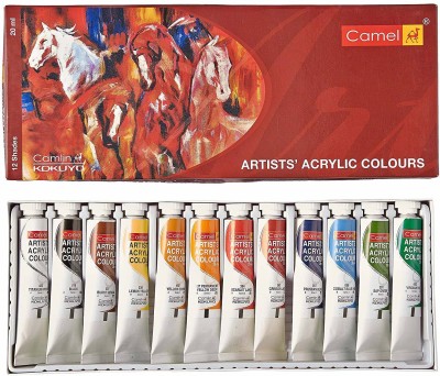 Camlin Camel Acrylic Color Box - 20ml Tubes, 12 Shades(Set of 1, Multicolor)