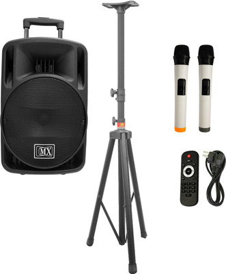 

MX Premium 12 inches Portable Multimedia Trolley Speaker With Speaker stand and Built-in Amplifier Battery Bluetooth Usb Radio Fm Sd Card Aux Input & 2 Wireless Microphone Remote 3465A - 3712 MR Indoor, Outdoor PA System(225 W)
