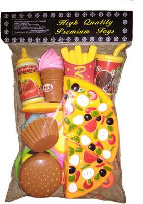 

TamBoora Fast Food Lunch Play Pizza Set Toy for Kids Kitchen/Restaurant Role Pretend Pizza Cutting Play Fast Food Set (Multicolour)