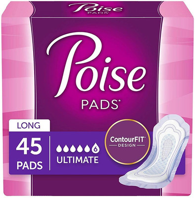 

Poise Incontinence Overnight , Ultimate Absorbency, Long, 45 Count Sanitary Pad(Pack of 45)