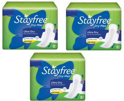 

Stayfree Dry - Max Ultra (Pack of 3) Sanitary Pad(Pack of 8)
