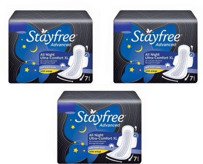 

Stayfree Advanced All Night Ultra - Comfort (Pack of 3) Sanitary Pad(Pack of 7)