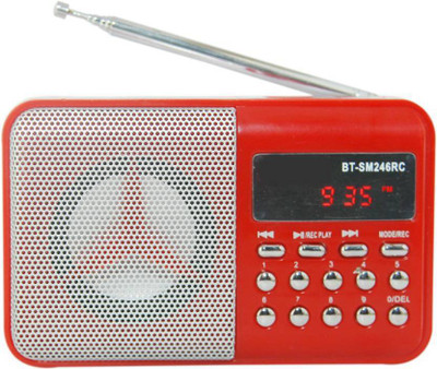 

CRETO latest BIT SM246 Fm radio support usb , memory card, aux in , recording FM Radio(red)