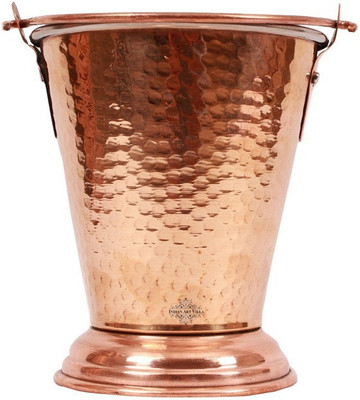 

IndianArtVilla Handmade Traditional Steel Copper Serving Bucket,300 ML,Tableware Bowl Tray Serving Set(Pack of 1)