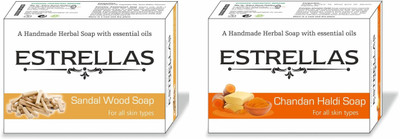 

Estrellas life sciences Chandan Haldi & Sandalwood Hand made Herbal Soap(180 g, Pack of 2)