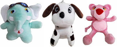 

GreenViji Stuffed Soft Toy Kids Birthday Mini cartoon Toys Combo - 17 cm(White, Pink), Pink;white