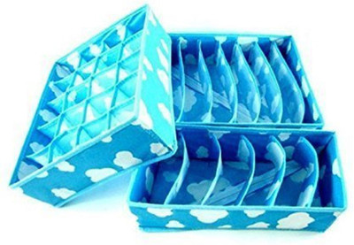 

Kanha Set of 3 Foldable Drawer Dividers, Storage Boxes, Innerwear Storage Box, Closet Organizers, Under Bed Organizer for Clothing, Shoes, Underwear, Bra, Socks (Blue)(Blue)