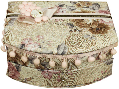

ZEVORA Pink Floral Fabric Wood Cosmetic, Makeup, Jewellery, Storage Travel Organizer Vanity Box, Gift, Home Decor, Utility Box (16x21 cm) V-7 Storage Box Vanity Box(Pink)