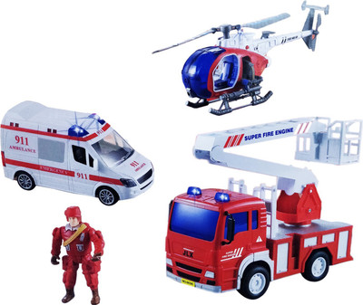 

Emob Pretend Play Fire Rescue Station Play set Toy for Kids with Light and Sound Effects(Mutlicolor)