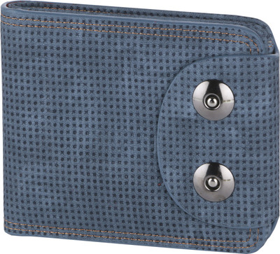 

OM Men Blue Genuine Leather Wallet(3 Card Slots)