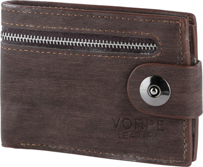 

OM Men Brown Genuine Leather Wallet(3 Card Slots)