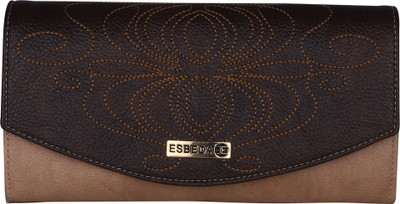 

ESBEDA Women Casual Brown Fabric Wallet(6 Card Slots), Beige/brown