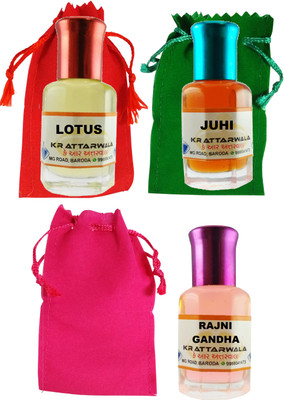 

KR Attarwala Rajanigandha Joohi Lotus Three 6ml Attar Roll-ons - Ittar Perfume Essential Oil Rollon Floral Attar(Pink Lotus)
