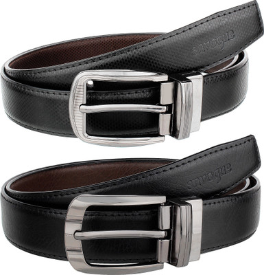 

snvogue Men Casual Black Synthetic Reversible Belt, Black;brown