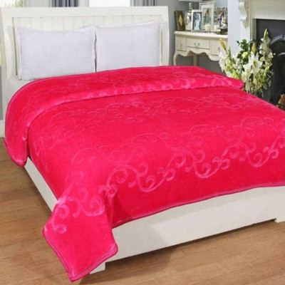 G S COLLECTIONS Floral Single Mink Blanket for  Heavy Winter(Polyester, Pink)