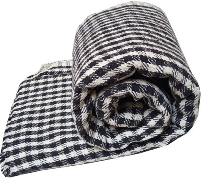 Dehati Homez Checkered Single Throw for  AC Room(Poly Cotton, Black and white)