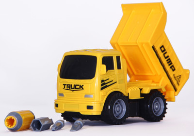 

MWG Exports Co Build Your Own Pull Back Building Blocks Friction Car Construction Dump Truck Vehicles for Kids Toys Birthday Gift(Yellow)