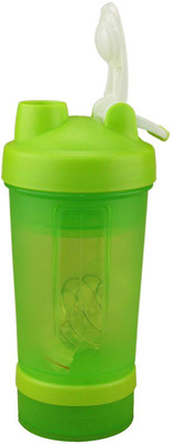 

AVMART Green Gym Protein Shaker for Fitness, Sports with 2 Storage & Pill Compartments 450 Shaker(Pack of 1, Green), Multicolor