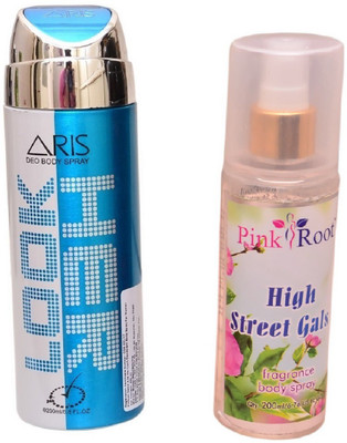 

Pink Root HIGH STREET GALS BODY MIST 200ML WITH ARIS HER LOOK DEO BODY SPRAY FOR WOMEN 200ML(Set of 2)
