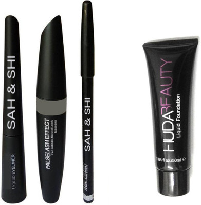 

Sah&Shi Eyebrow Black Pencil With Mac Mascara & Mac Liquid Eyeliner With Huda Matte Liquid Foundation(Set of 2)