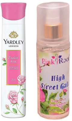 

Pink Root HIGH STREET GALS MIST 200ML WITH YARDLEY LONDON ENGLISH ROSE DEO 150ML(Set of 2)