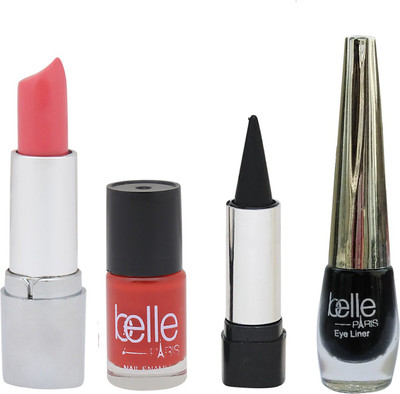 

NutriGlow Set of 1 LIpstick + 1 Nail paint + 1 Kajal + 1 Eye liner(Set of 4)