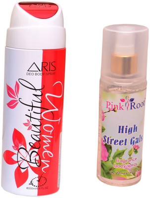

Pink Root HIGH STREET GALS BODY MIST 200ML WITH ARIS BEAUTIFUL WOMEN DEO BODY SPRAY FOR WOMEN 200ML(Set of 2)
