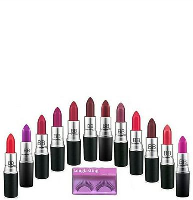 

BB MAC Ultra smooth Long lasting lipsticks stay all day (set of 12) (3.0 g) & 1 pair of eyelashes...(Set of 2)