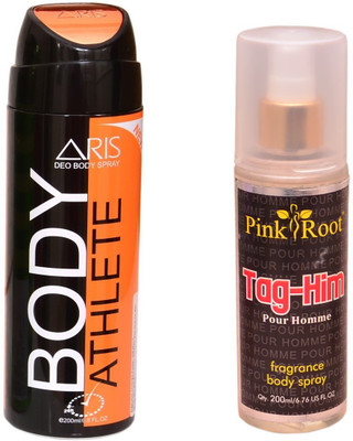

Pink Root TAG-HIM BODY MIST 200ML WITH ARIS ATHLETE BODY DEO SPRAY FOR MEN 200ML(Set of 2)