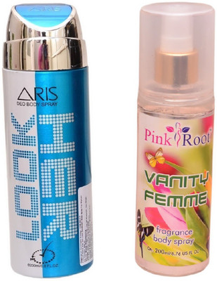 

Pink Root VANITY FEMME BODY MIST 200ML WITH ARIS HER LOOK DEO BODY SPRAY FOR WOMEN 200ML(Set of 2)