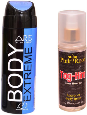 

Pink Root TAG-HIM BODY MIST 200ML WITH ARIS EXTREME BODY DEO SPRAY FOR MEN 200ML(Set of 2)