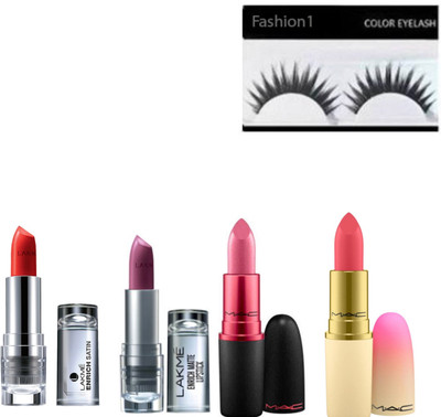 

FASHION 1 Imported combo of lipistic set with eye lashes(Set of 5)
