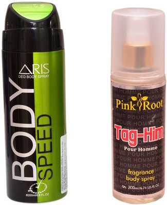 

Pink Root TAG-HIM BODY MIST 200ML WITH ARIS SPEED BODY DEO SPRAY FOR MEN 200ML(Set of 2)