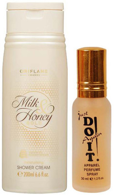 

Oriflame Sweden Milk & Honey Gold Moisturising Shower Cream (200 ml) with one do it perfume 30 ml(Set of 2)