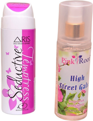 

Pink Root HIGH STREET GALS BODY MIST 200ML WITH ARIS SEDUCTIVE DEO BODY SPRAY FOR WOMEN 200ML(Set of 2)
