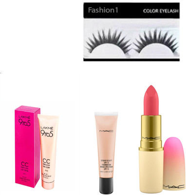 

FASHION 1 Combo of Mac foundation,lipstick,lakme 9to5 complexion care cream with eyelashes(set of 4)(Set of 4)