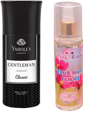 

Pink Root CLUB NUIT FEMME MIST 200ML WITH YARDLEY LONDON GENTLEMAN DEO 150ML(Set of 2)
