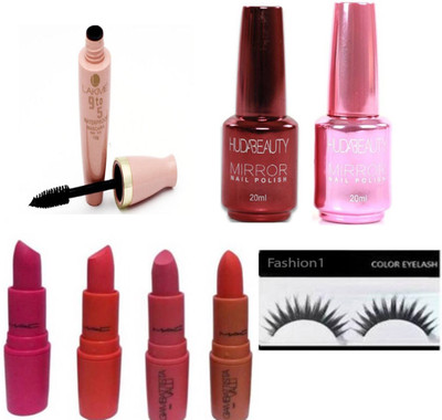 

FASHION 1 Combo of lipstick,nailpolish,mascara,eyelashes(Set of 8)