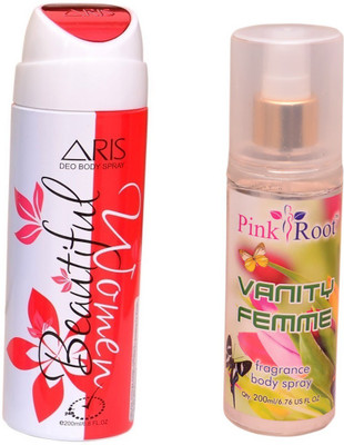 Pink Root VANITY FEMME BODY MIST 200ML WITH ARIS BEAUTIFUL WOMEN DEO BODY SPRAY FOR WOMEN 200ML(Set of 2)