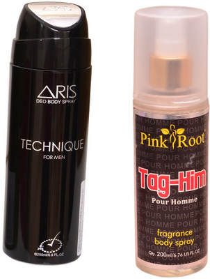 

Pink Root TAG-HIM BODY MIST 200ML WITH ARIS TECHNIQUE DEO BODY SPRAY FOR MEN 200ML(Set of 2)