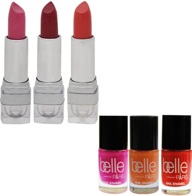 

Belle Set of 3 LIpsticks + 3 Nail paints(Set of 6)