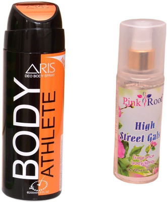 

Pink Root HIGH STREET GALS BODY MIST 200ML WITH ARIS ATHLETE BODY DEO SPRAY FOR MEN 200ML(Set of 2)