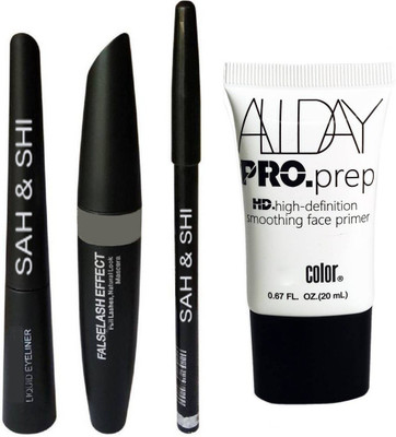 

Sah&Shi Eyebrow Black Pencil With Mac Mascara & Mac Liquid Eyeliner With HD Matte Finish Face Primer(Set of 2)
