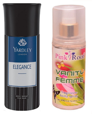 

Pink Root VANITY FEMME MIST 200ML WITH YARDLEY LONDON ELEGANCE DEO 150ML(Set of 2)