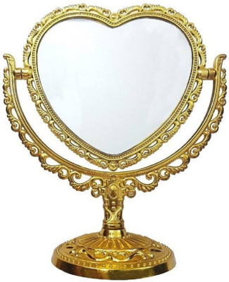 

INAAYA Mirror For Makeup And Home Personal Use, Heart Shape Mirror For Women And Girls, Golden