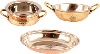 

IndianArtVilla Induction Bottom Cookware Set(Copper, 3 - Piece), Brown