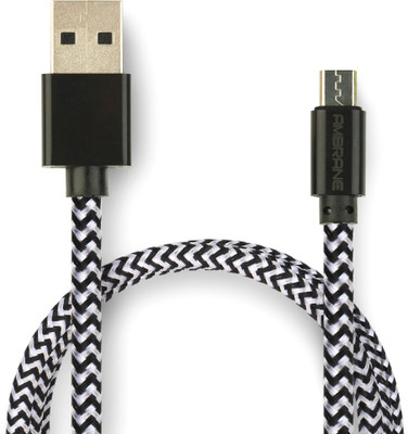 Ambrane CBM-15 1.5m Braided 1.5 m Micro USB Cable(Compatible with Mobile, Tablet, Computer, Gaming Console, White, Black, One Cable)