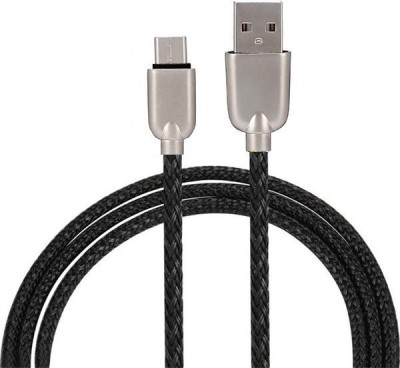 Gadget Bucket Micro USB Cable 1 m Mesh Plastic Rubber Covered Black Android(Compatible with Android, Black, One Cable)